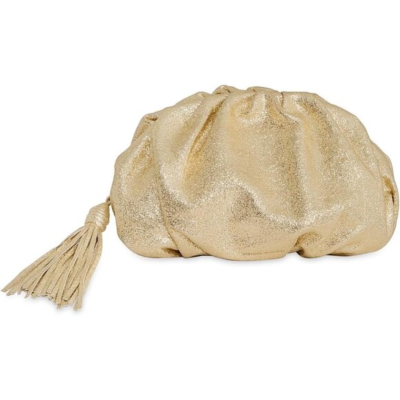 Luxury Ruched Champagne Clutch 8.75x3.5 Inches Elegant Evening Bag